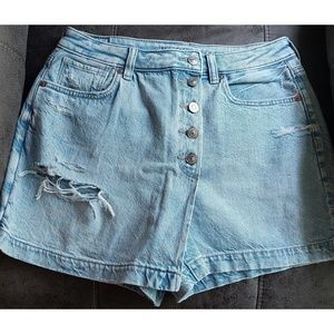 American Eagle denim jean mom skort skirt 8